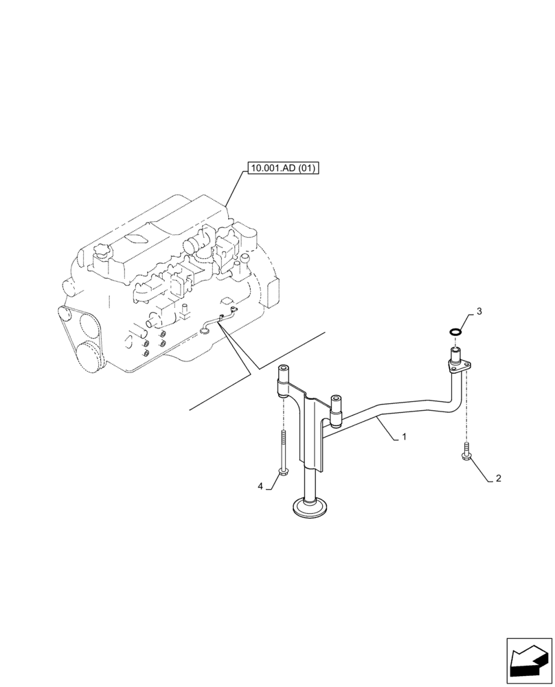 Схема запчастей Case AQ-6HK1XASS01-02 - (10.304.AL) - ENGINE OIL PUMP, SUCTION PIPE (10) - ENGINE