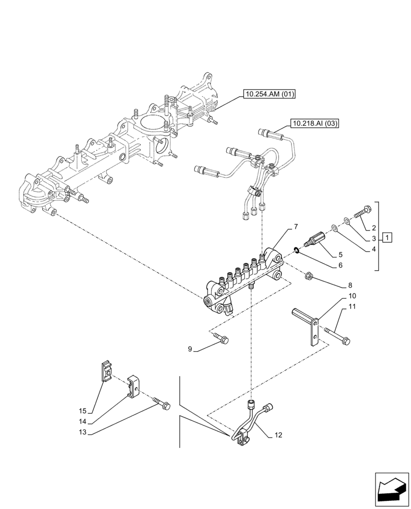 Схема запчастей Case AQ-6HK1XASS01-02 - (10.218.AA) - RAIL ASSY (10) - ENGINE