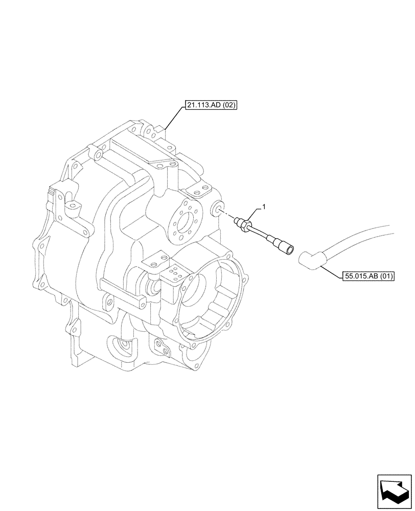 Схема запчастей Case 580SN WT - (55.022.AB[02]) - VAR - 423062 - TRANSMISSION, POWERSHIFT, TEMPERATURE SWITCH, 4WD (55) - ELECTRICAL SYSTEMS