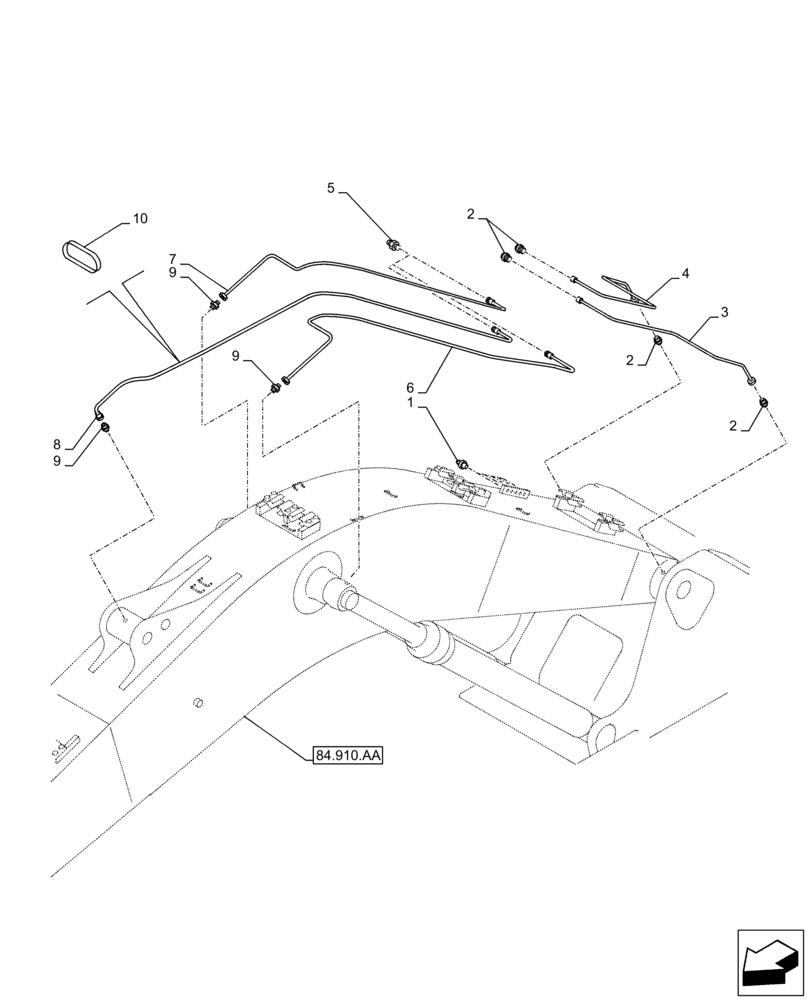 Схема запчастей Case CX210D NLC - (71.460.AF) - LUBRICATION LINE (71) - LUBRICATION SYSTEM