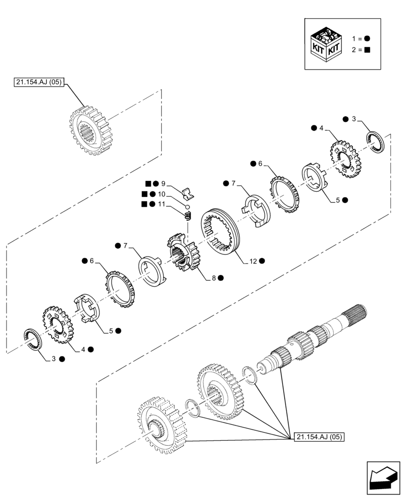 Схема запчастей Case 580N EP - (21.154.AG[01]) - VAR - 423059 - TRANSMISSION, POWERSHUTTLE, SYNCHRONIZER, 4WD (21) - TRANSMISSION