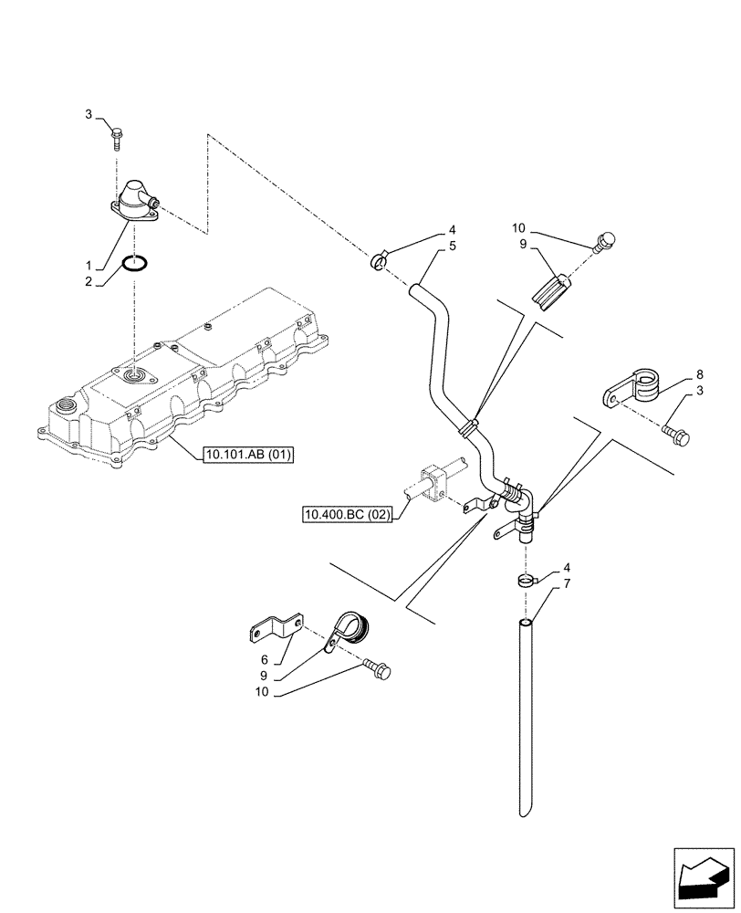 Схема запчастей Case AQ-6HK1XASS01-02 - (10.101.AB[03]) - VALVE COVER (10) - ENGINE