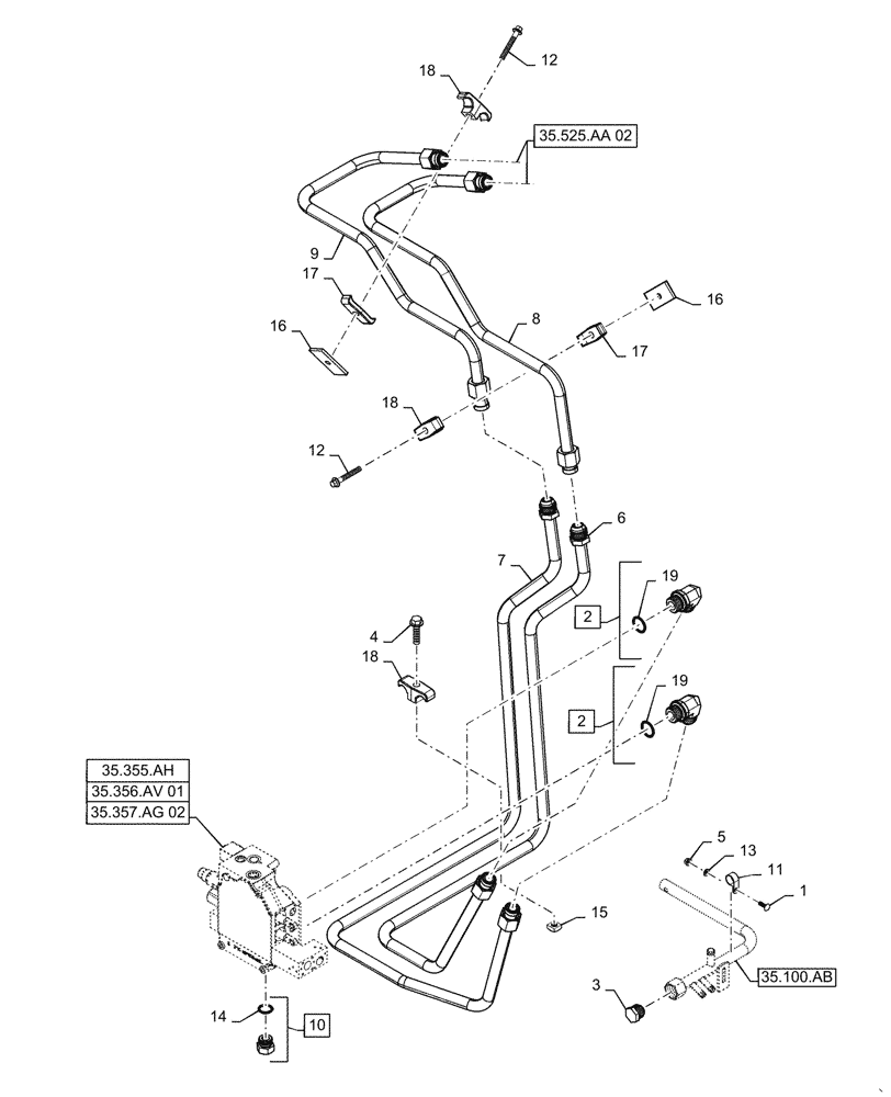 Схема запчастей Case SV280 - (35.525.AA[01]) - AUXILIARY HYDRAULIC, STANDARD , CHASSIS MOUNTED (20-MAY-2015 & PRIOR) (35) - HYDRAULIC SYSTEMS