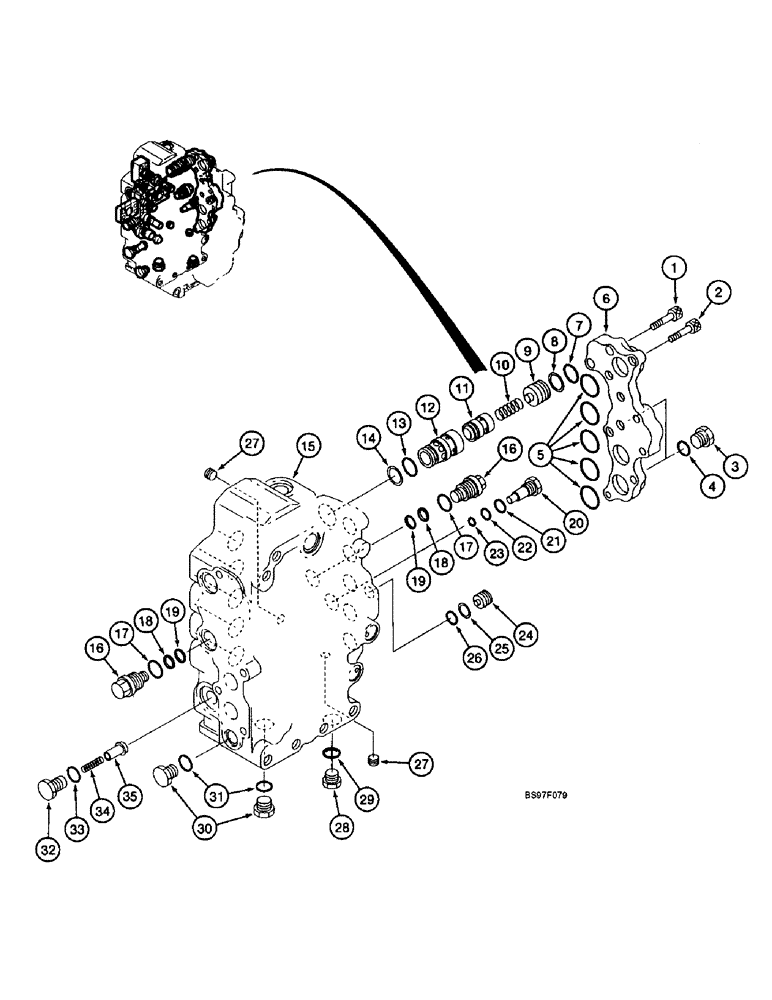 Схема запчастей Case 9045B - (8-102) - HYDRAULIC CONTROL VALVE COMPONENTS, FIVE SPOOL VALVE SECTION, RELIEF AND CHECK VALVES (08) - HYDRAULICS