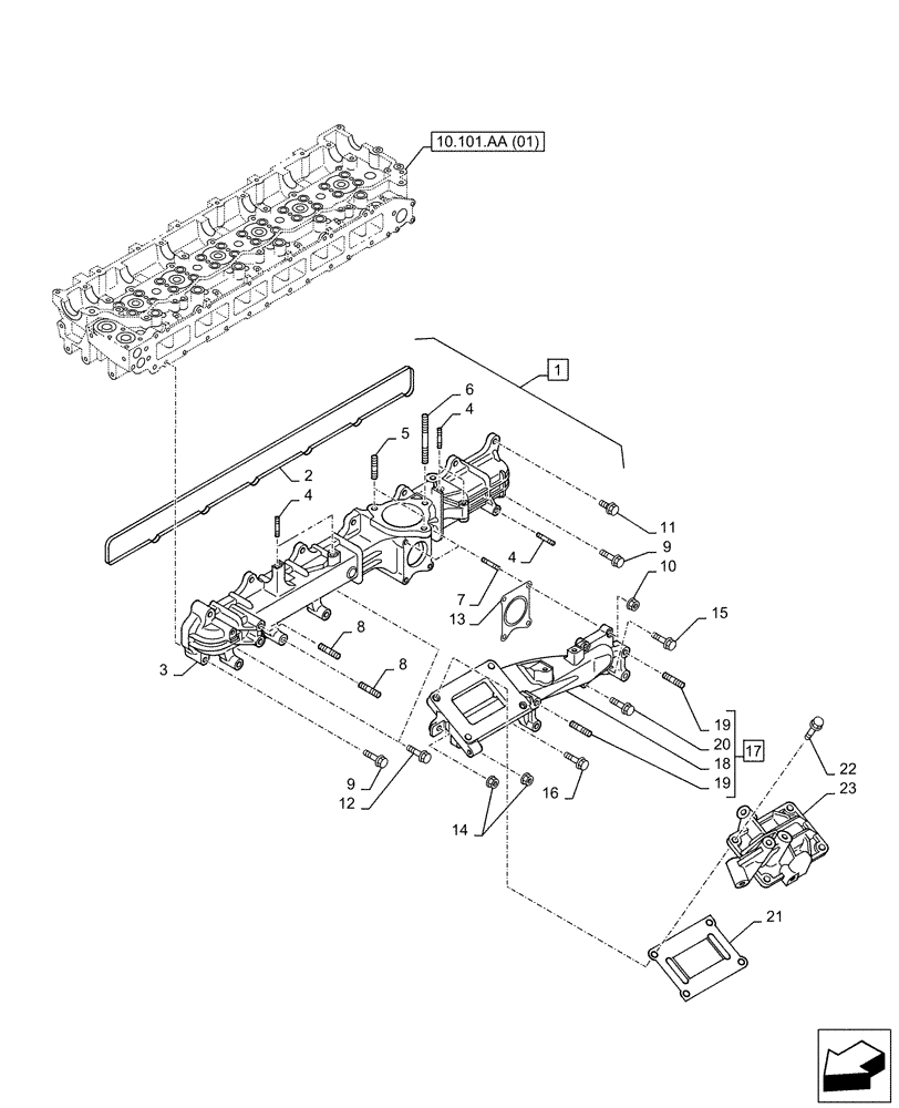 Схема запчастей Case AQ-6HK1XASS01-02 - (10.254.AM[02]) - INLET MANIFOLD (10) - ENGINE