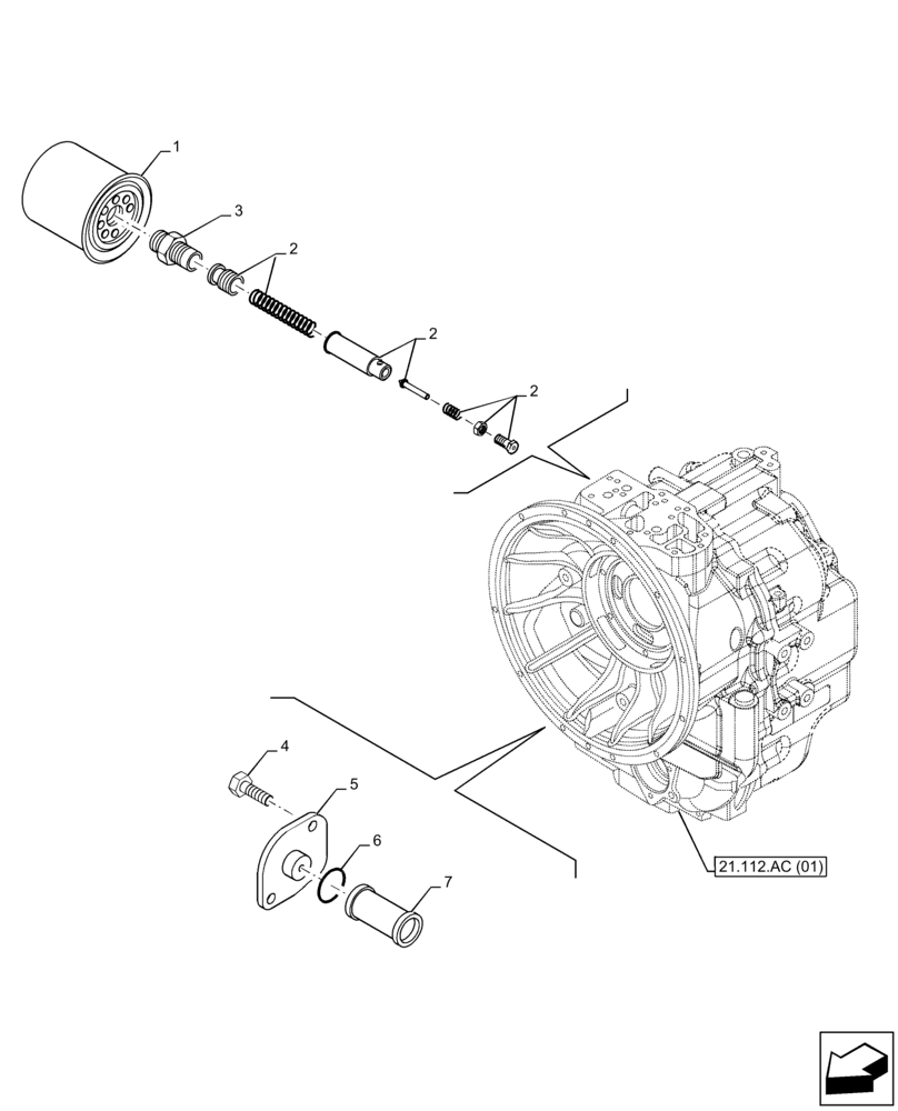 Схема запчастей Case 580N EP - (21.104.AP) - VAR - 423059 - TRANSMISSION, POWERSHUTTLE, OIL FILTER, 4WD (21) - TRANSMISSION