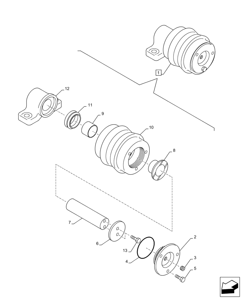 Схема запчастей Case CX210D NLC - (48.138.AD[02]) - TRACK ROLLER, SUPPORT, COMPONENTS (48) - TRACKS & TRACK SUSPENSION