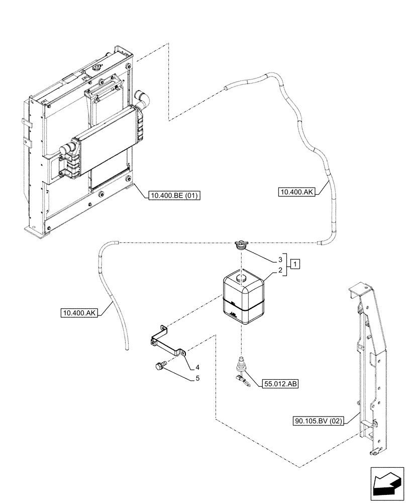 Схема запчастей Case CX210D NLC - (10.400.BH) - RADIATOR, EXPANSION TANK (10) - ENGINE