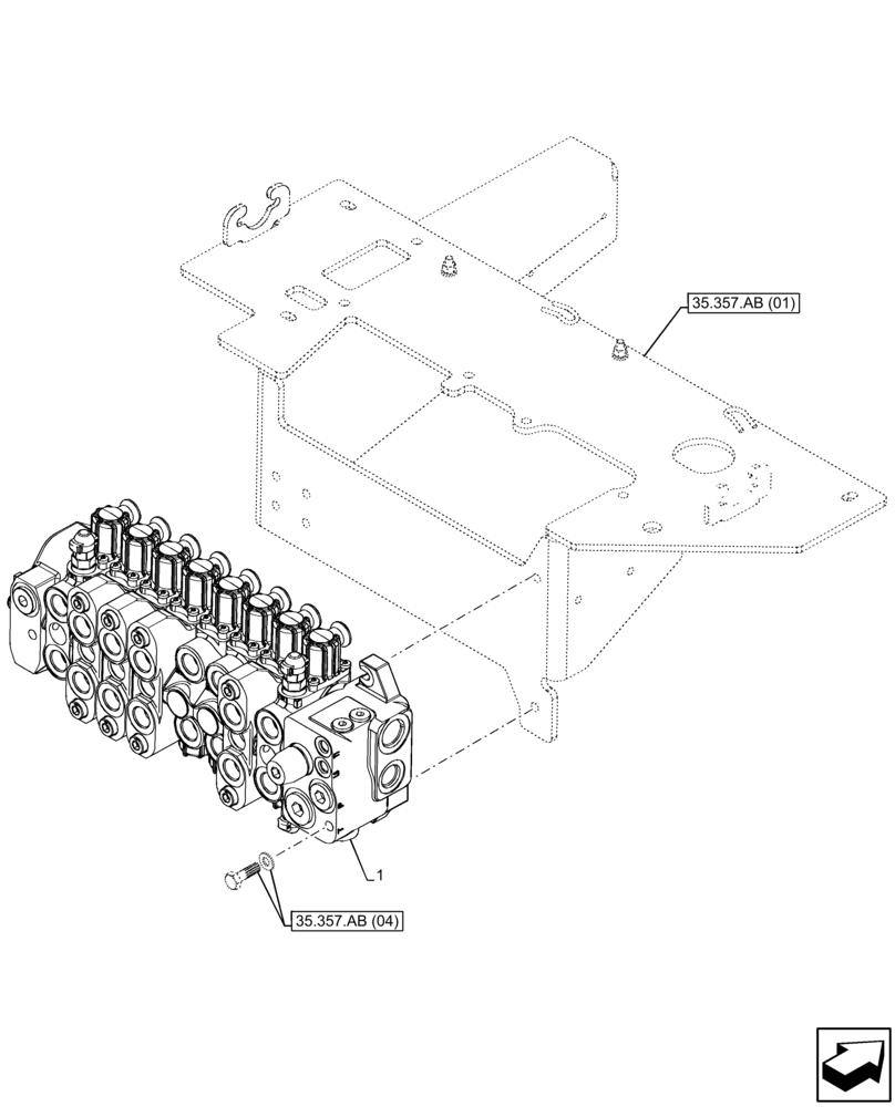 Схема запчастей Case 580N EP - (35.359.AB[12]) - BACKHOE CONTROL VALVE, 8-SPOOL, MOUNTING PARTS, EXTENDABLE DIPPER, W/ PILOT CONTROLS (35) - HYDRAULIC SYSTEMS