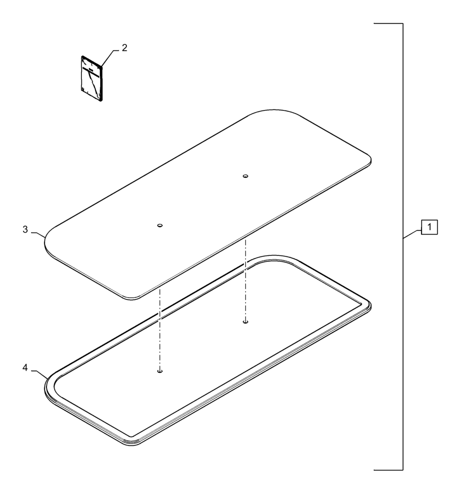 Схема запчастей Case SR160 - (90.156.AK[02]) - REMOVABLE TOP WINDOW SERVICE KIT (90) - PLATFORM, CAB, BODYWORK AND DECALS