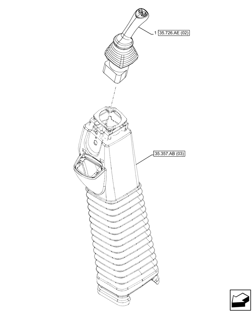 Схема запчастей Case 590SN - (35.726.AE[01]) - 6-SPOOL, 7-SPOOL, PILOT CONTROLS, JOYSTICK MOUNTING, LH (35) - HYDRAULIC SYSTEMS