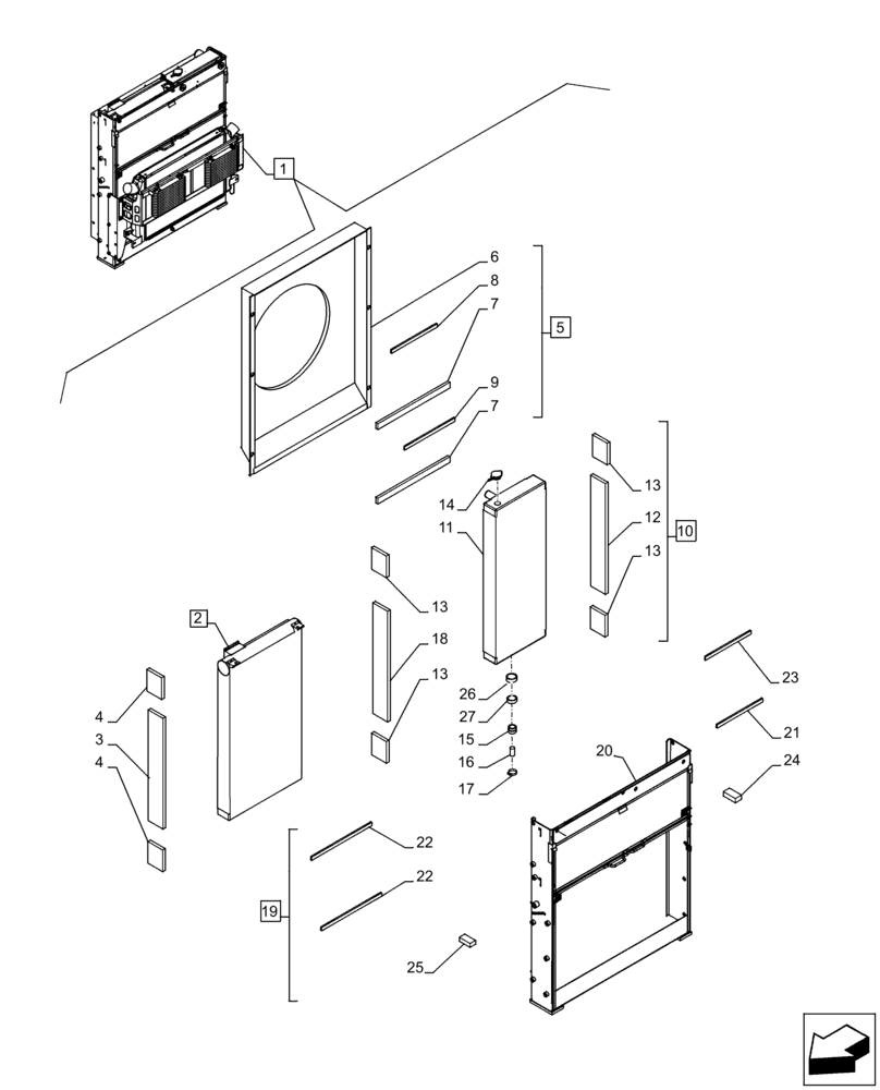 Схема запчастей Case CX300D LC - (10.400.BE[01]) - RADIATOR, COMPONENTS (10) - ENGINE