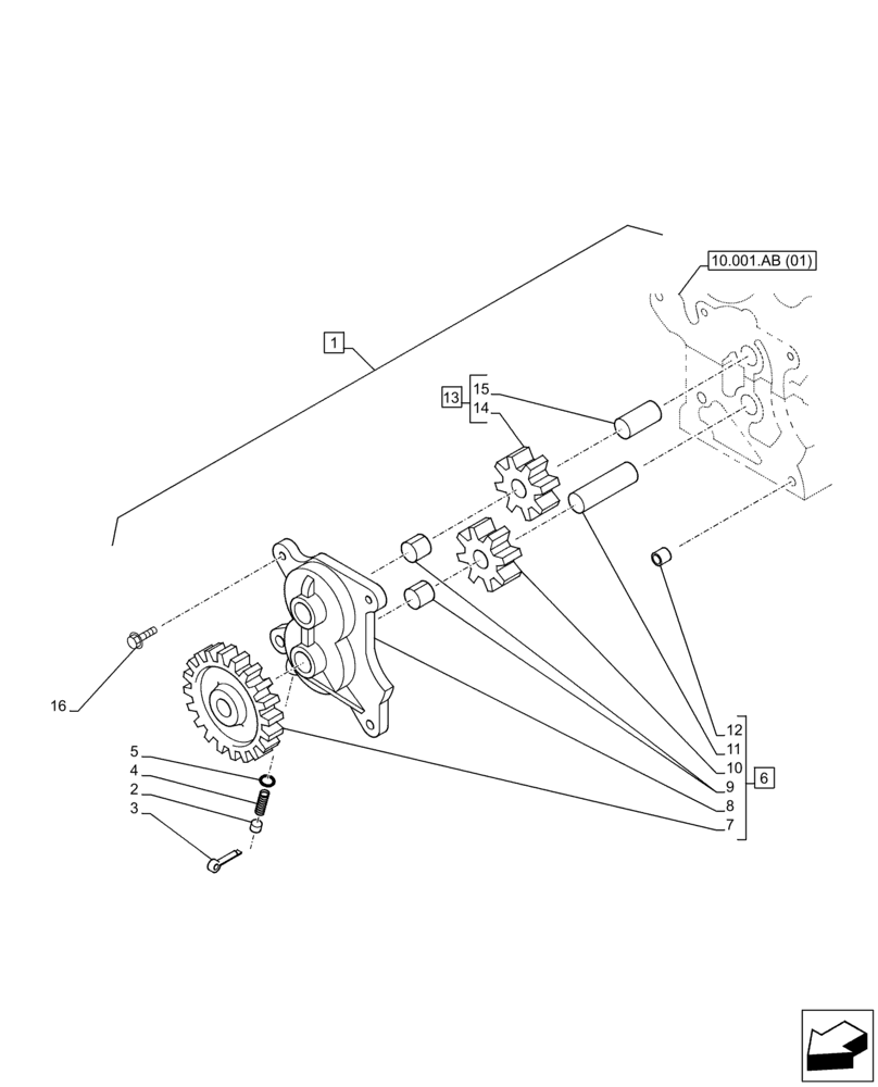 Схема запчастей Case AQ-6HK1XASS01-02 - (10.304.AC) - ENGINE OIL PUMP (10) - ENGINE