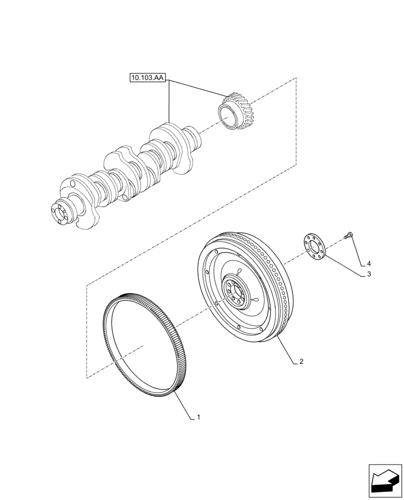 Схема запчастей Case AQ-6HK1XASS01-02 - (10.103.AH) - ENGINE FLYWHEEL (10) - ENGINE