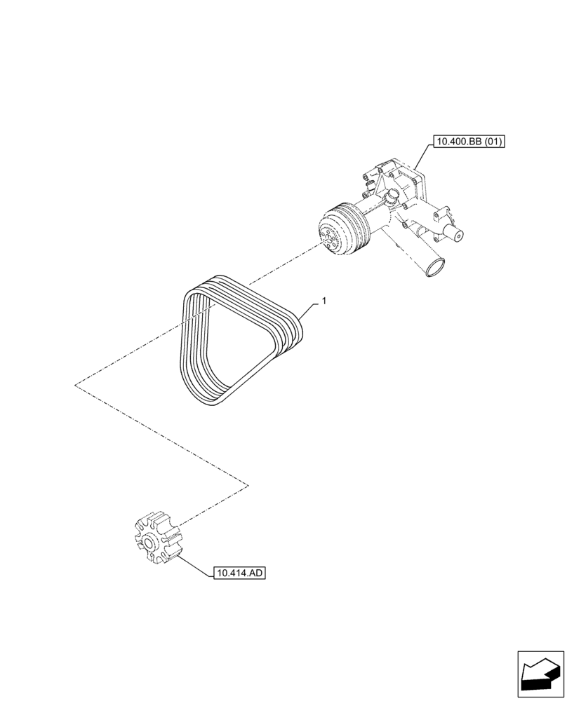 Схема запчастей Case AQ-6HK1XASS01-02 - (10.414.BE) - ENGINE, BELT (10) - ENGINE