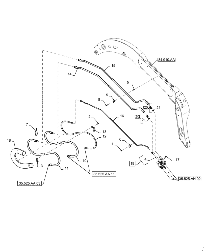 Схема запчастей Case SV300 - (35.220.02[04]) - AUXILIARY HYDRAULIC, HIGH FLOW, ARM PLUMBING (SV300,TV380) (35) - HYDRAULIC SYSTEMS