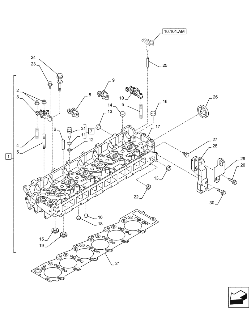 Схема запчастей Case AQ-6HK1XASS01-02 - (10.101.AA[01]) - CYLINDER HEAD (10) - ENGINE