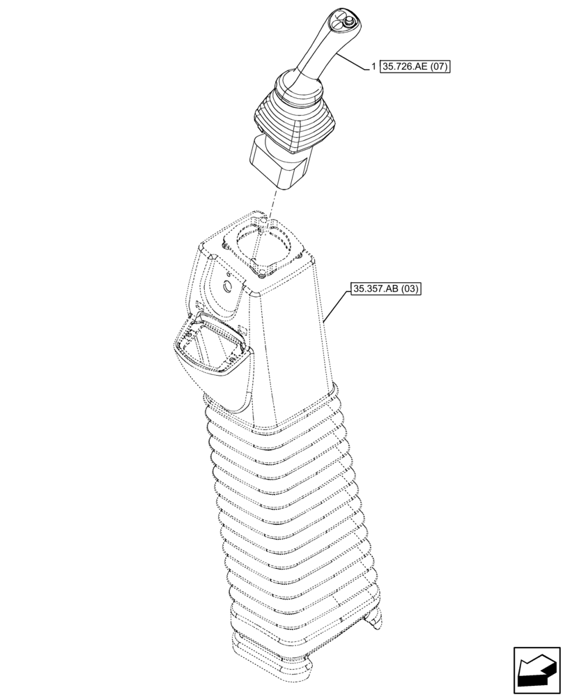 Схема запчастей Case 590SN - (35.726.AE[06]) - 6-SPOOL, 7-SPOOL, PILOT CONTROLS, JOYSTICK MOUNTING, LH (35) - HYDRAULIC SYSTEMS