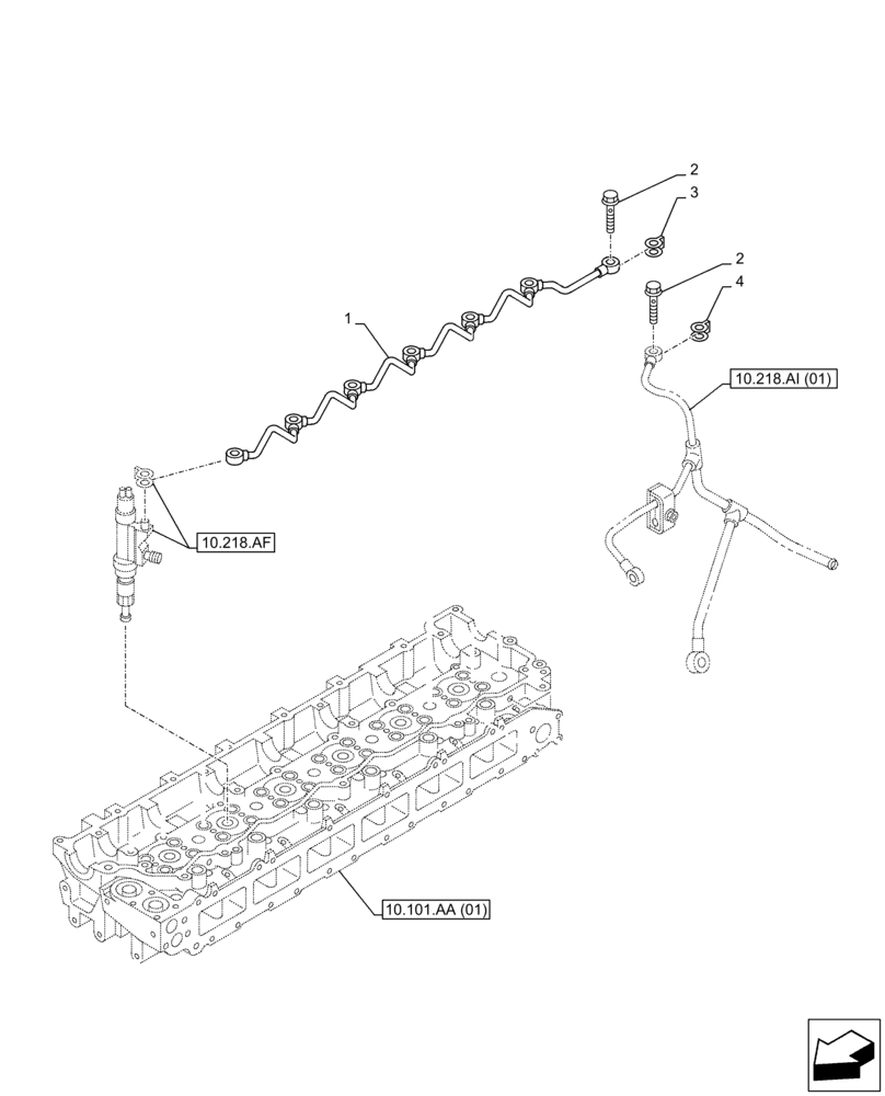 Схема запчастей Case AQ-6HK1XASS01-02 - (10.218.AI[02]) - FUEL INJECTOR, LINE (10) - ENGINE