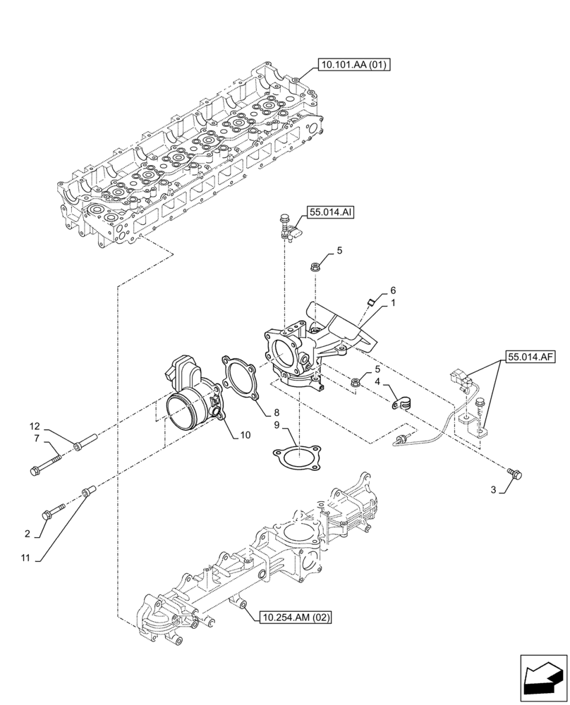 Схема запчастей Case AQ-6HK1XASS01-02 - (10.254.AM[01]) - INLET MANIFOLD (10) - ENGINE