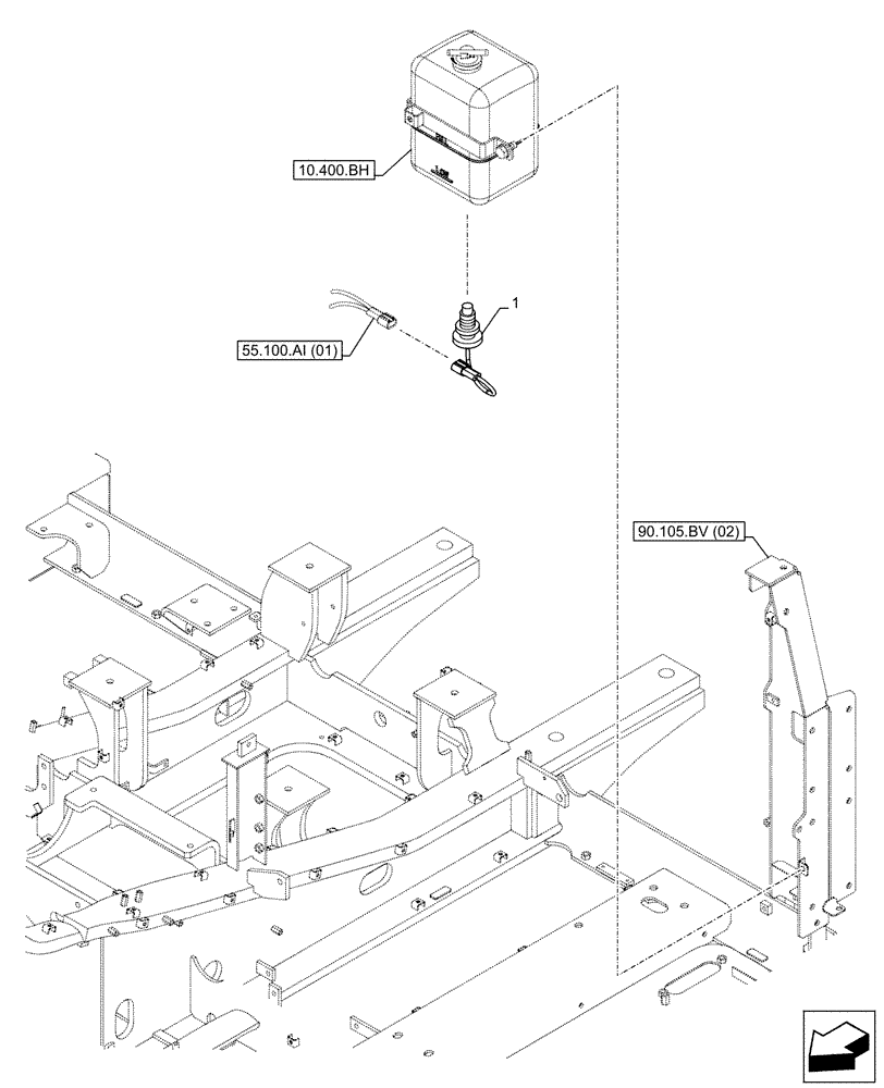 Схема запчастей Case CX210D LC LR - (55.012.AB) - EXPANSION TANK, LEVEL SENSOR (55) - ELECTRICAL SYSTEMS