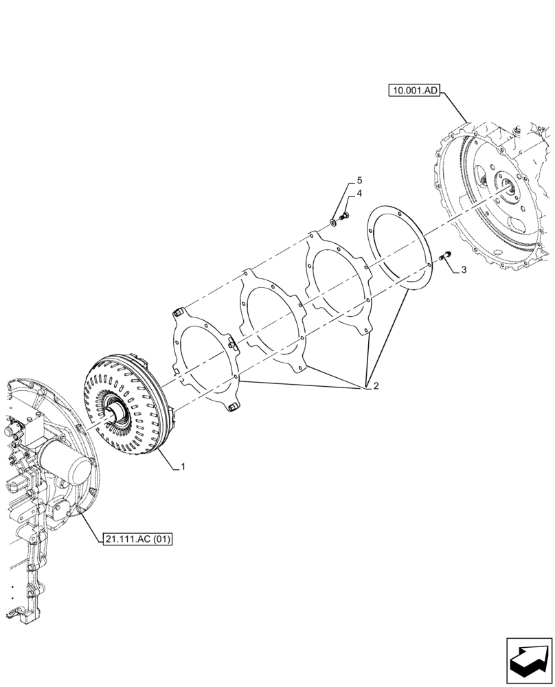 Схема запчастей Case 590SN - (21.700.AA[03]) - VAR - 423062 - TRANSMISSION, POWERSHIFT, TORQUE CONVERTER (21) - TRANSMISSION