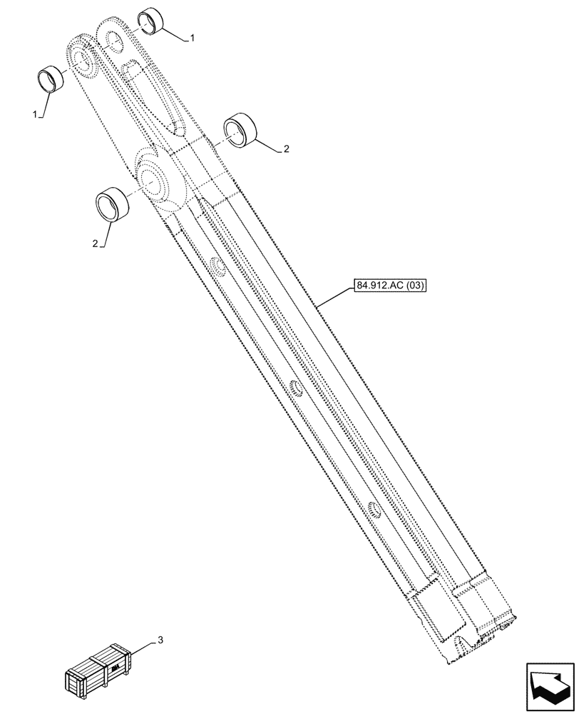 Схема запчастей Case 590SN - (84.912.AD[04]) - VAR - 423076 - EXTENDABLE DIPPER, BUSHING (84) - BOOMS, DIPPERS & BUCKETS