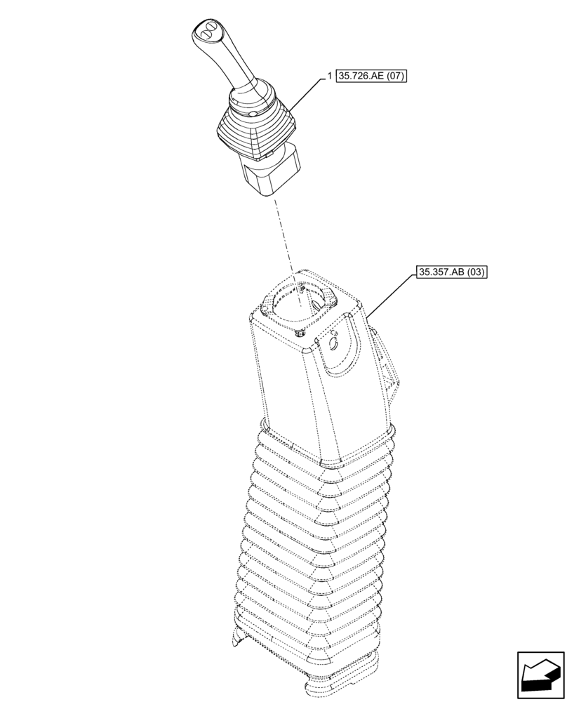 Схема запчастей Case 580N EP - (35.726.AE[06]) - 7-SPOOL, PILOT CONTROLS, JOYSTICK MOUNTING, RH (35) - HYDRAULIC SYSTEMS