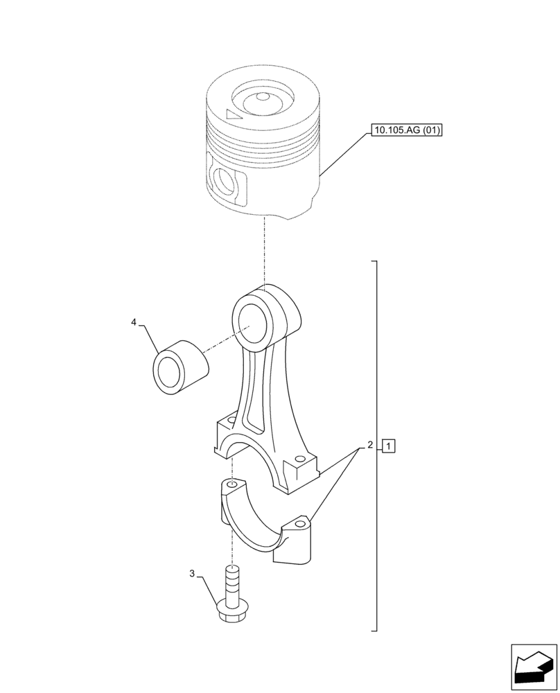 Схема запчастей Case AQ-6HK1XASS01-02 - (10.105.AB) - CONNECTING ROD & PISTON (10) - ENGINE