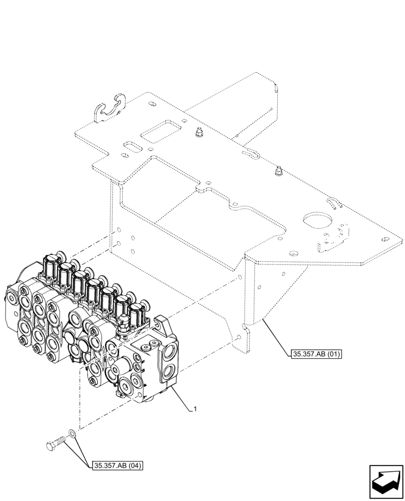 Схема запчастей Case 580N EP - (35.359.AB[10]) - BACKHOE CONTROL VALVE, 7-SPOOL, MOUNTING PARTS, EXTENDABLE DIPPER, W/ PILOT CONTROLS (35) - HYDRAULIC SYSTEMS