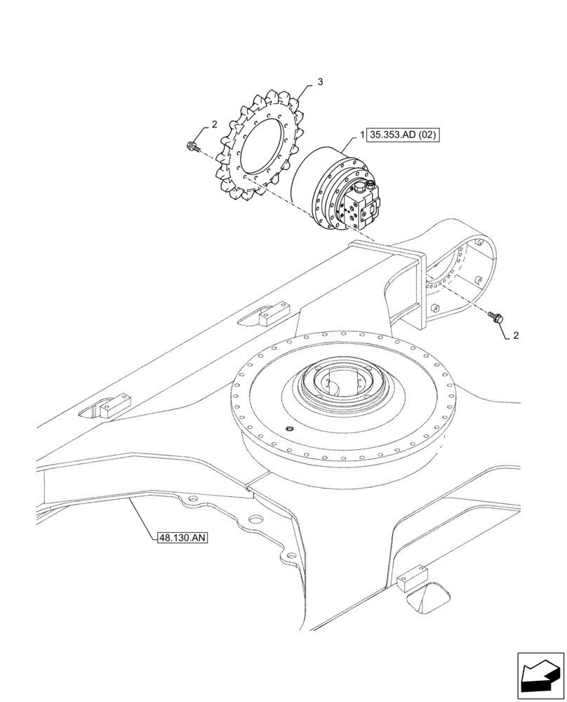 Схема запчастей Case CX210D LC LR - (35.353.AD[01]) - TRAVEL MOTOR & REDUCTION GEAR, HOUSING (35) - HYDRAULIC SYSTEMS