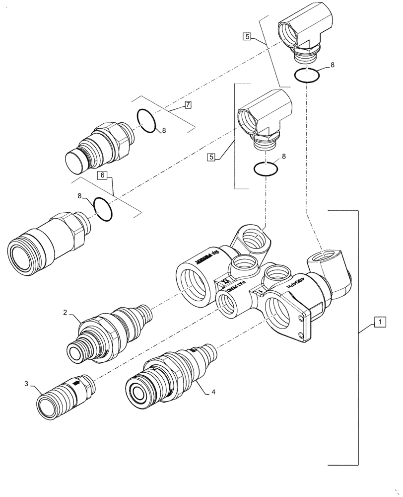 Схема запчастей Case TV380 - (35.525.AH[02]) - HYDRAULIC MANIFOLD, HIGH FLOW C.U.P. (35) - HYDRAULIC SYSTEMS