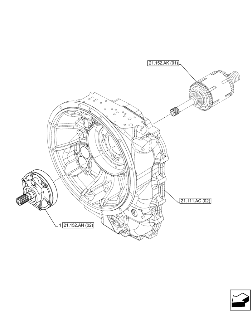 Схема запчастей Case 580SN - (21.152.AN[01]) - VAR - 423060, 423061 - TRANSMISSION, SEMI-POWERSHIFT, OIL PUMP (21) - TRANSMISSION