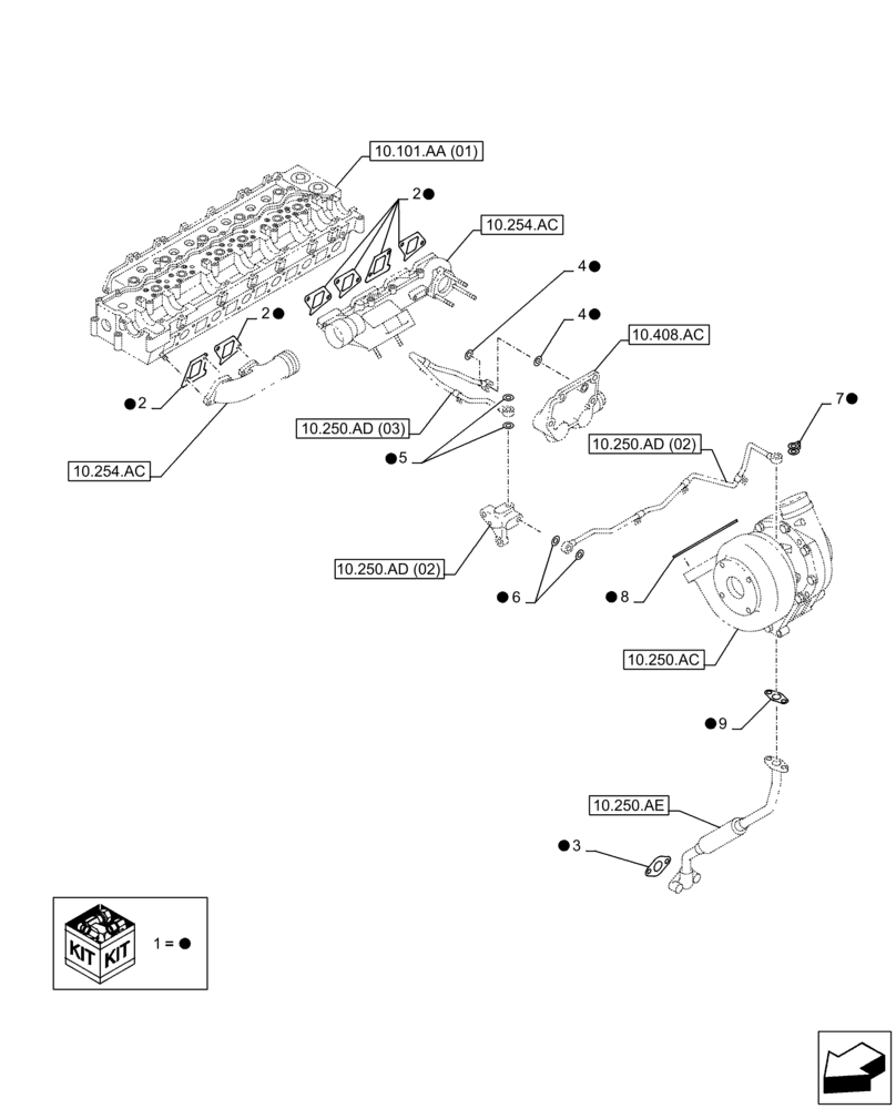 Схема запчастей Case AQ-6HK1XASS01-02 - (10.001.AD[07]) - ENGINE, GASKET, SET (10) - ENGINE