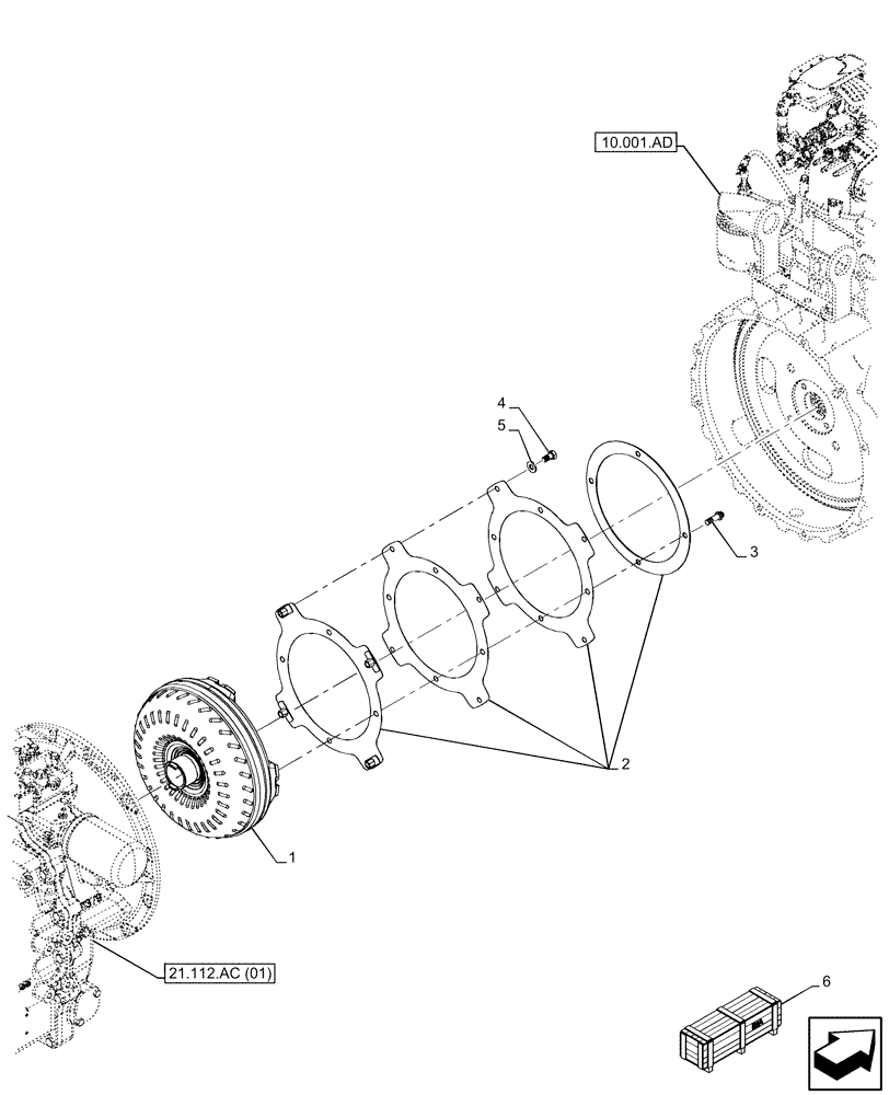 Схема запчастей Case 580SN - (21.700.AA[01]) - VAR - 423058, 423059 - TRANSMISSION, POWERSHUTTLE, TORQUE CONVERTER (21) - TRANSMISSION