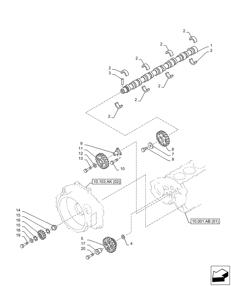 Схема запчастей Case AQ-6HK1XASS01-02 - (10.106.AA) - CAMSHAFT (10) - ENGINE