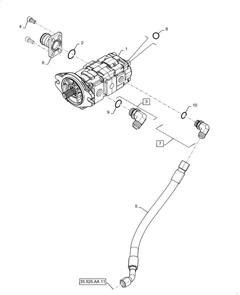 Схема запчастей Case TV380 - (35.220.AA[02]) - HYDRAULIC PUMP, HIGH FLOW 36/20CC (35) - HYDRAULIC SYSTEMS