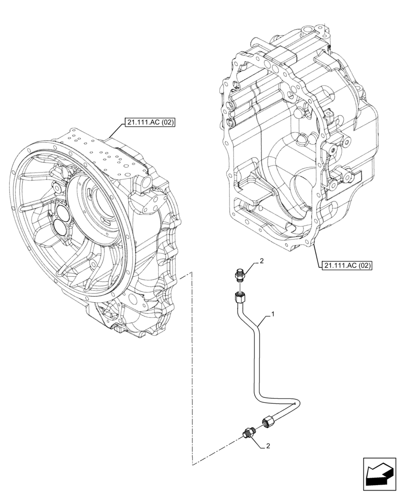 Схема запчастей Case 580SN WT - (21.103.AS) - VAR - 423061 - TRANSMISSION, SEMI-POWERSHIFT, OIL LINE, INTERNAL, 4WD (21) - TRANSMISSION