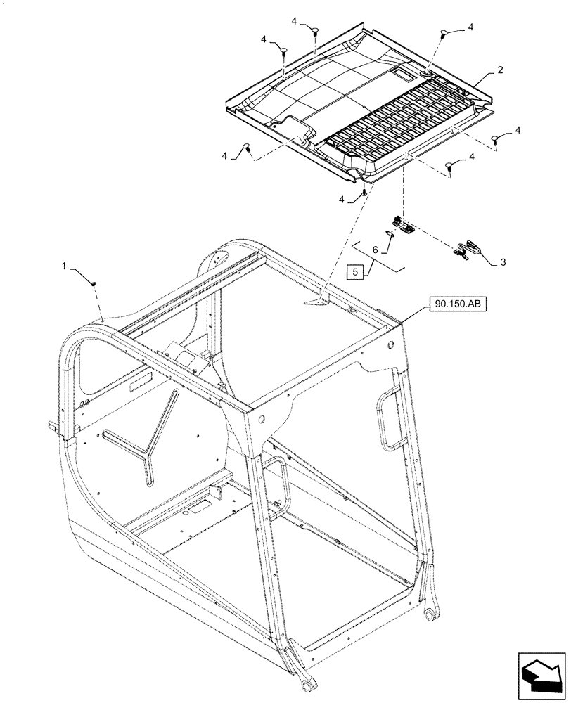 Схема запчастей Case SR210 - (90.160.AX[01]) - CAB HEADLINER, NO RADIO (90) - PLATFORM, CAB, BODYWORK AND DECALS