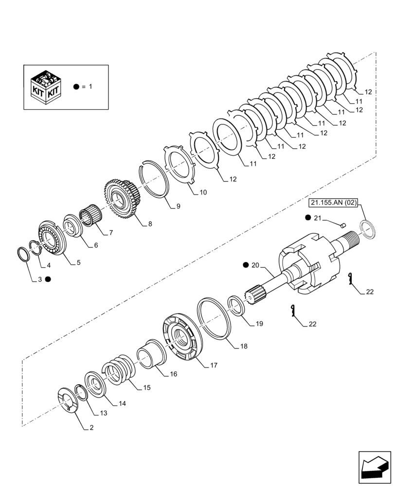 Схема запчастей Case 590SN - (21.155.AN[01]) - VAR - 423062 - TRANSMISSION, POWERSHIFT, INPUT SHAFT, 4WD (21) - TRANSMISSION