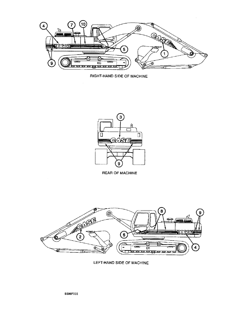 Схема запчастей Case 9060B - (9-104) - DECALS, MODEL IDENTIFICATION AND STRIPING (09) - CHASSIS