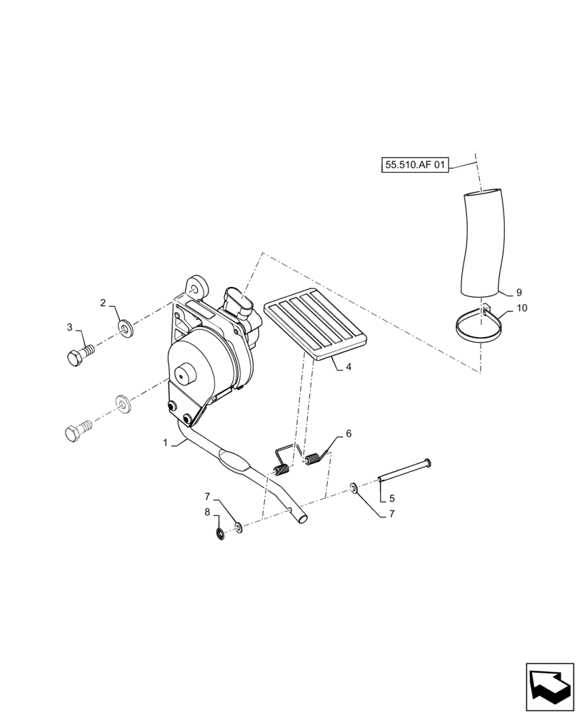 Схема запчастей Case 570N EP - (55.525.AK[01]) - FOOT THROTTLE CONTROL (55) - ELECTRICAL SYSTEMS