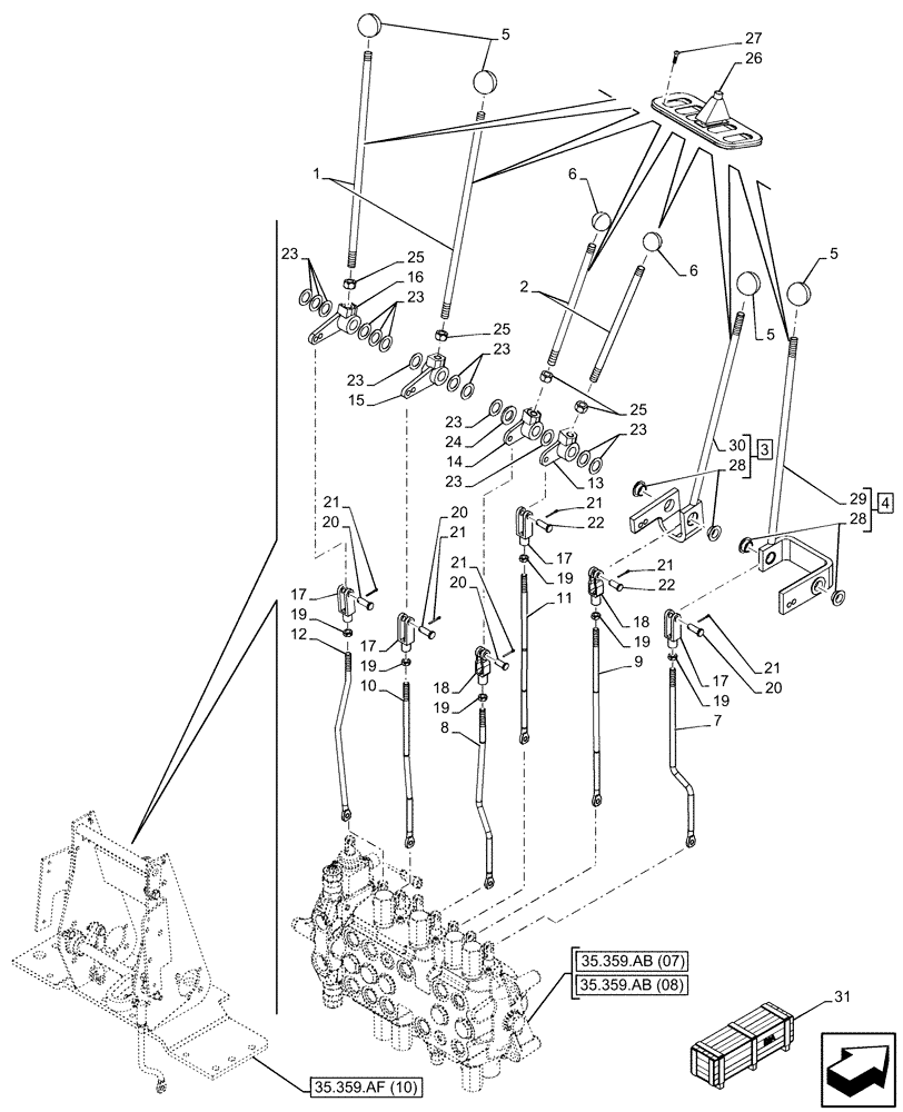 Схема запчастей Case 580N EP - (35.359.AF[11]) - BACKHOE CONTROL VALVE, 8-SPOOL, MECHANICAL CONTROLS (35) - HYDRAULIC SYSTEMS