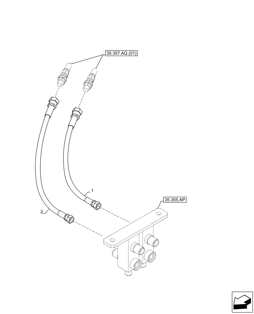 Схема запчастей Case CX250D LC - (35.357.AQ[02]) - STD + VAR - 461558 - PILOT VALVE, DRAIN LINE (35) - HYDRAULIC SYSTEMS