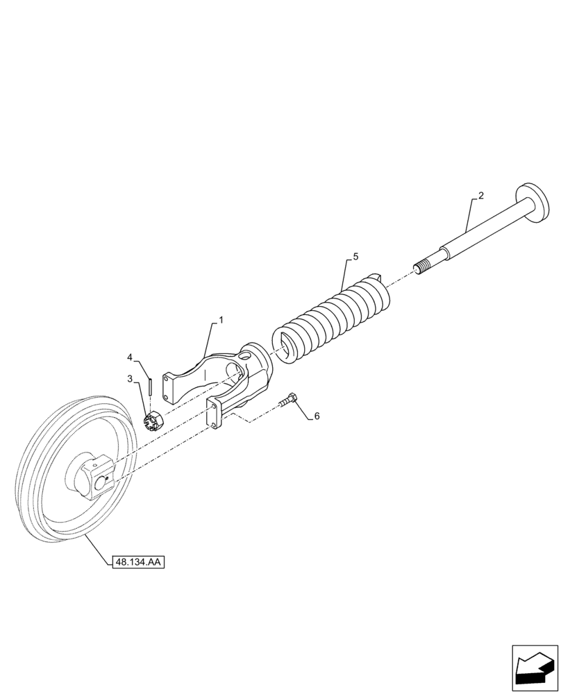 Схема запчастей Case CX210D NLC - (48.134.AE) - TENSION SPRING (48) - TRACKS & TRACK SUSPENSION