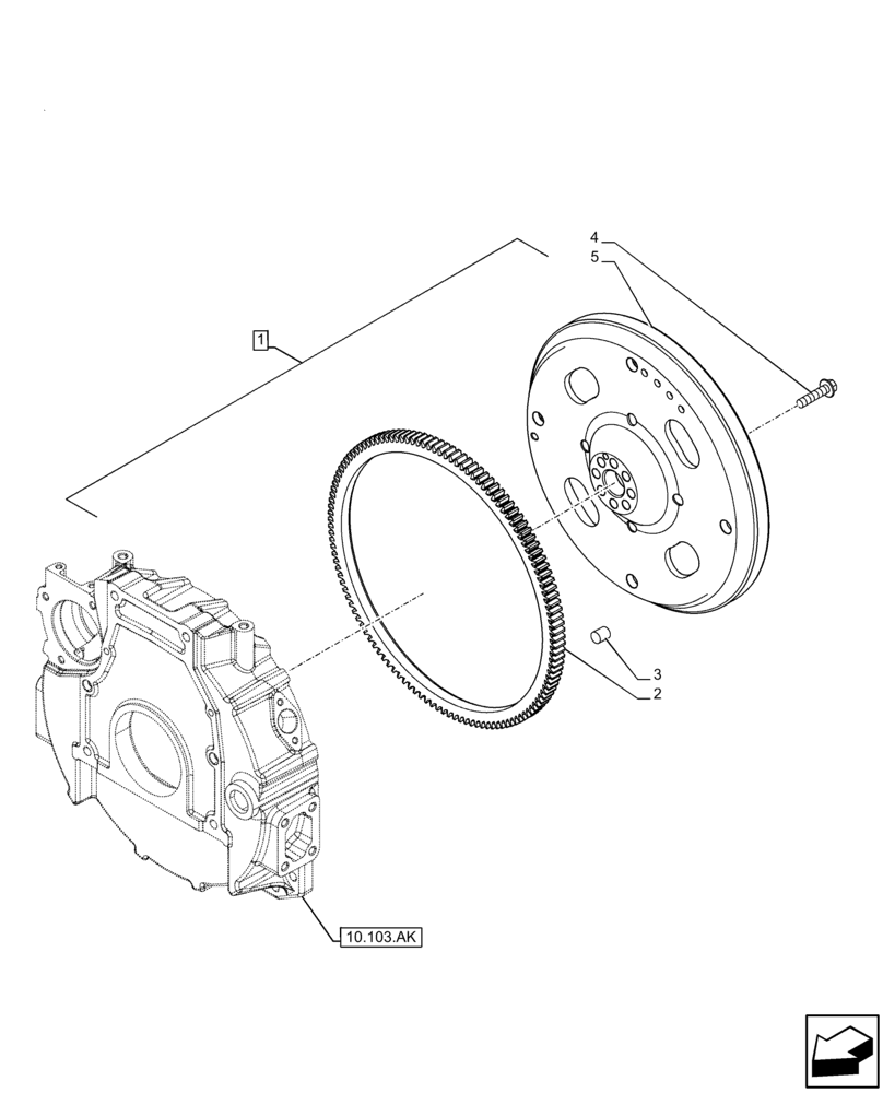 Схема запчастей Case F5BFL413E C001 - (10.103.AH) - ENGINE FLYWHEEL (10) - ENGINE