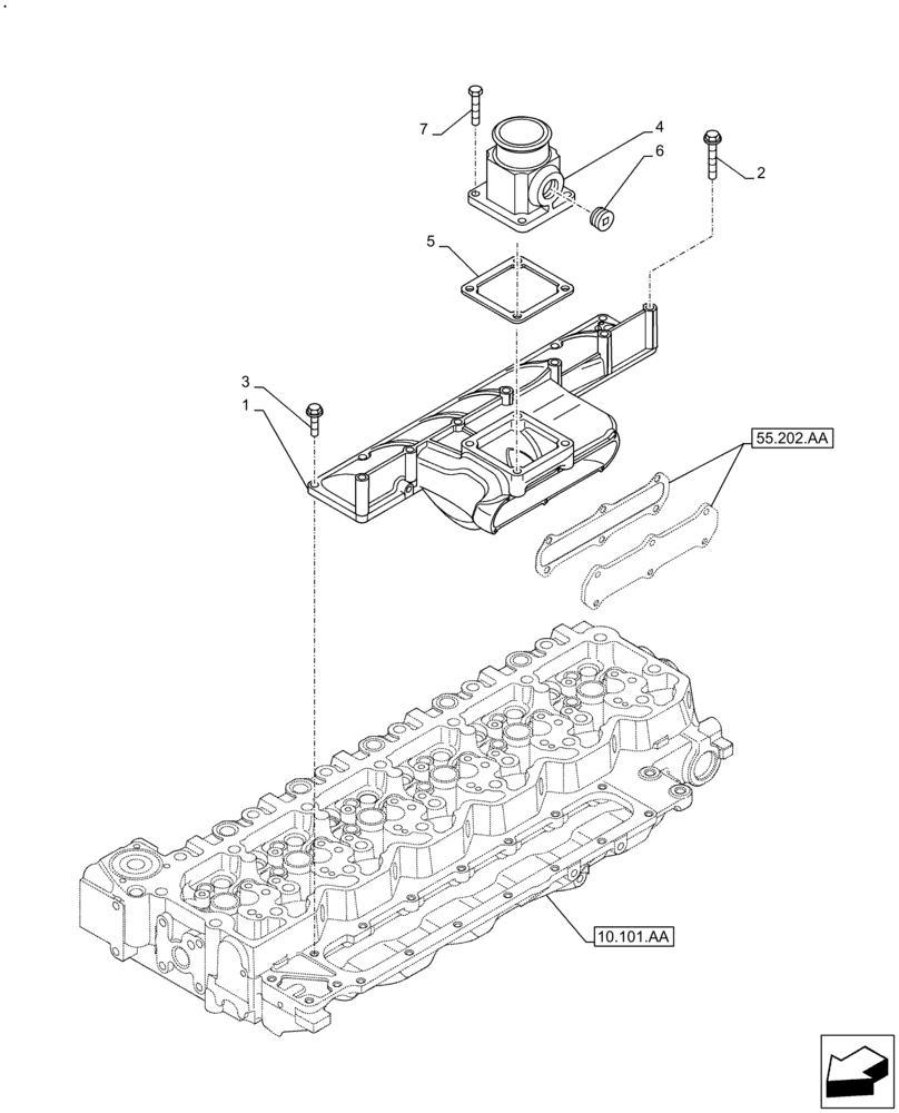 Схема запчастей Case F4HE9684U J104 - (10.254.AM) - INTAKE MANIFOLD (10) - ENGINE