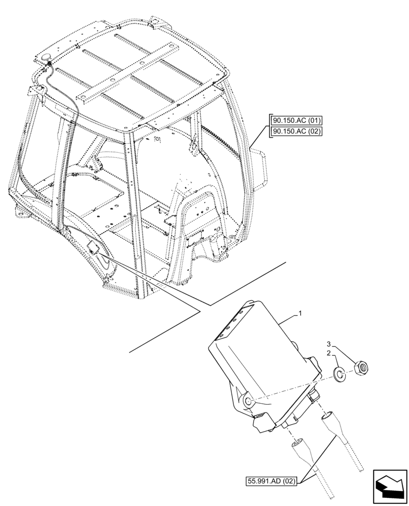 Схема запчастей Case 580SN WT - (55.991.AA[02]) - VAR - 745121 - CAB, TELEMATIC SYSTEM, CONTROL UNIT (55) - ELECTRICAL SYSTEMS