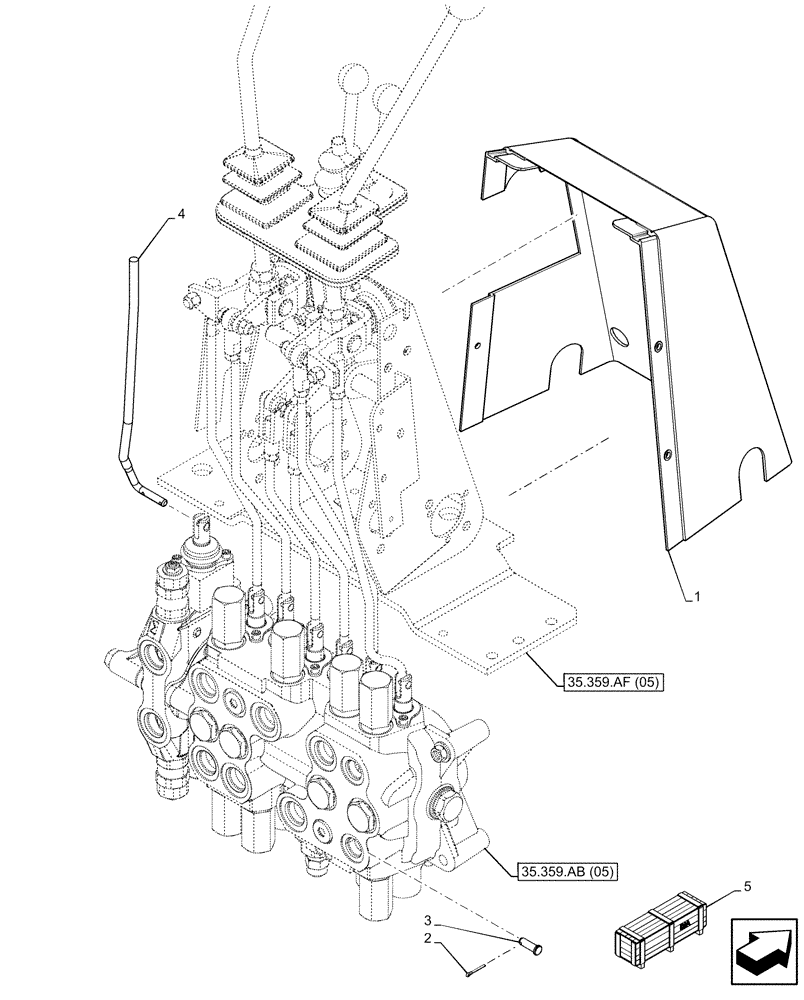 Схема запчастей Case 590SN - (35.359.AF[06]) - BACKHOE CONTROL VALVE, 7-SPOOL, STANDARD DIPPER, MECHANICAL CONTROLS, MOUNTING PARTS (35) - HYDRAULIC SYSTEMS