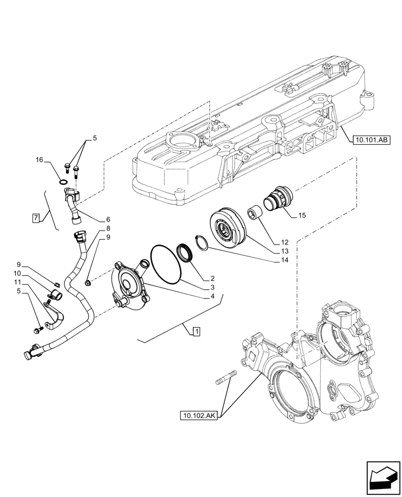 Схема запчастей Case F5BFL413E C001 - (10.304.AP) - BREATHER (10) - ENGINE